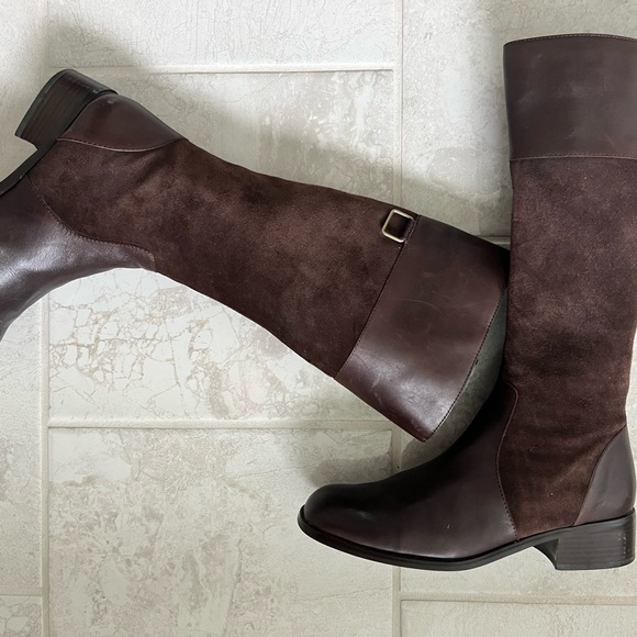 Brown Vintage Genuine Leather Riding Boots Womens Size 7 - Picture 2 of 8